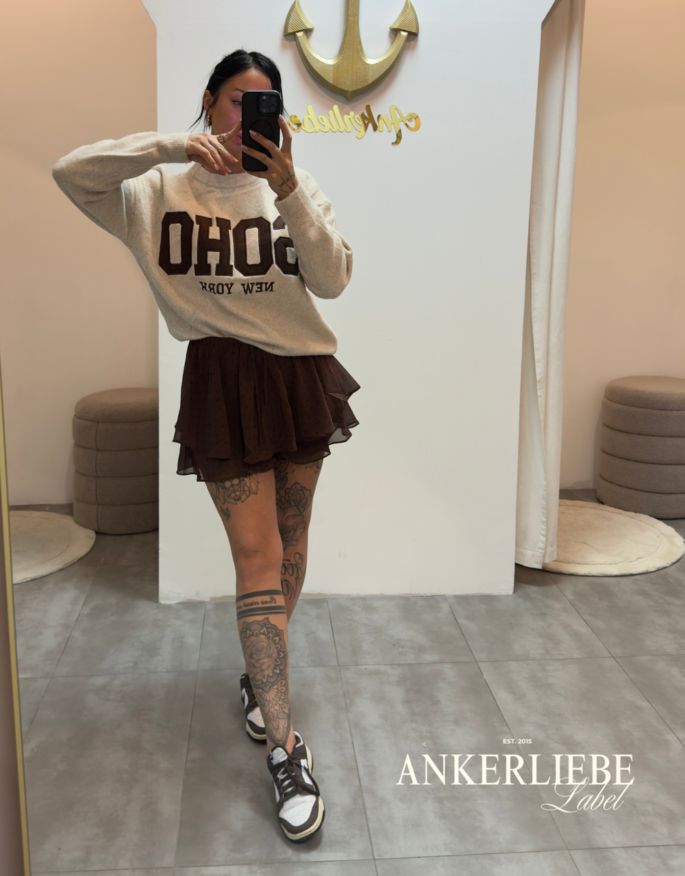 dotted skort hosenrock| schokobraun