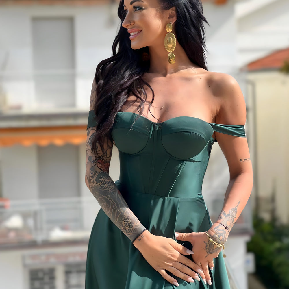 dress goddess | dark green