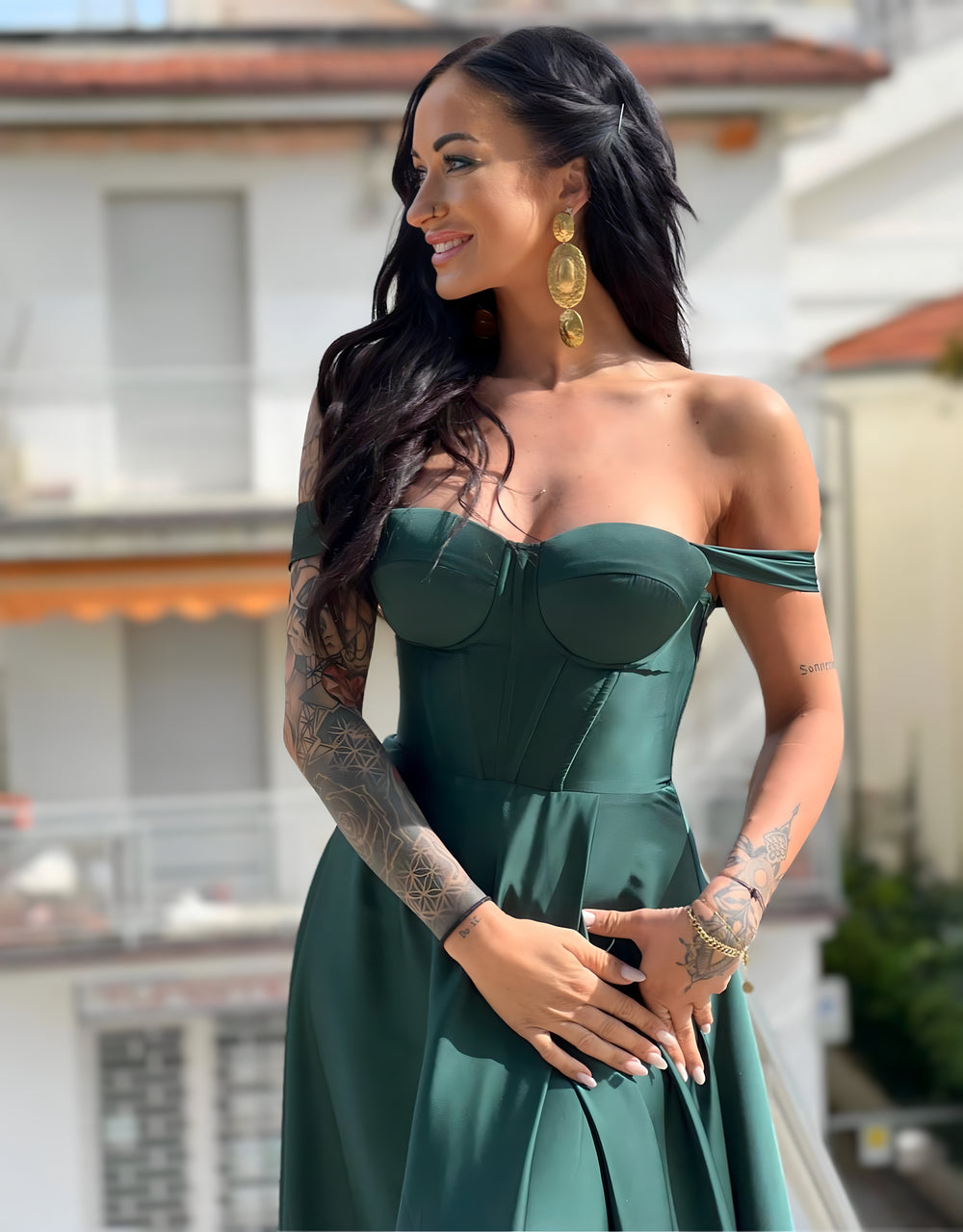 dress goddess | dark green