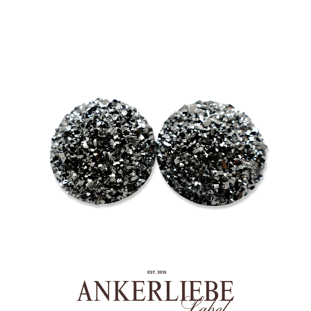 stecker/clips druzy anthrazit glitzer