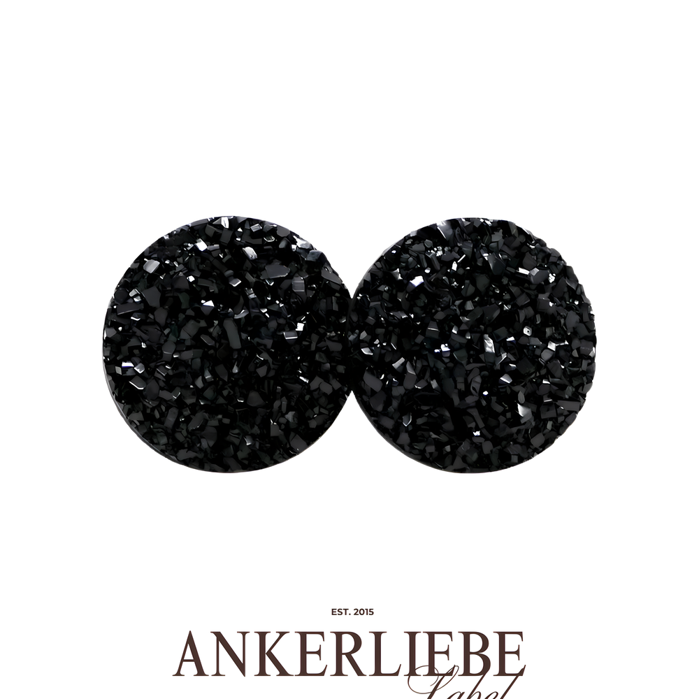 stecker/clips druzy schwarz glitzer kuppelig