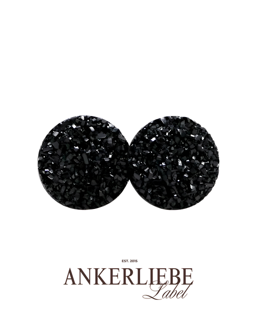 stecker/clips druzy schwarz glitzer kuppelig