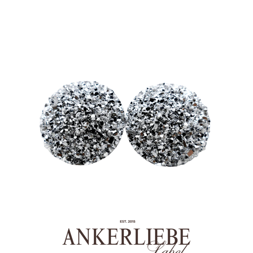 stecker/clips druzy glitzer silber