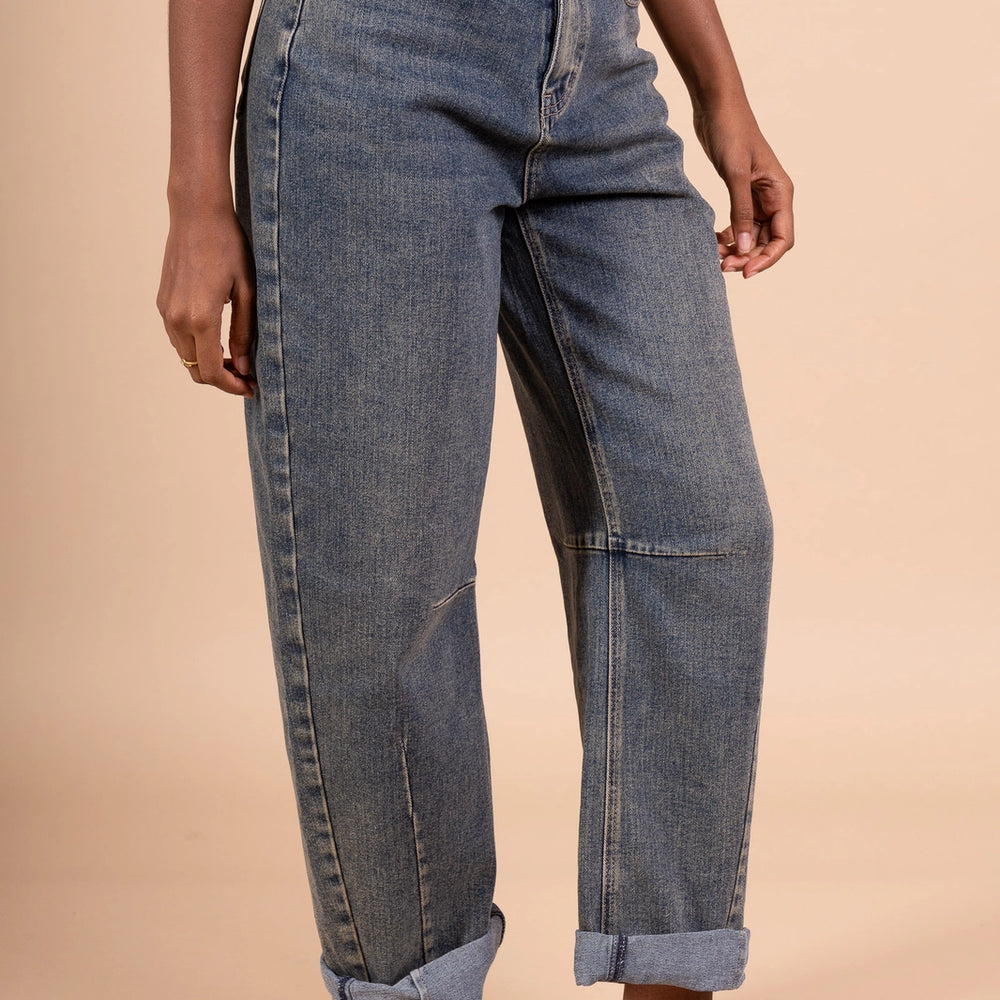high rise ballon jean | vintage wash