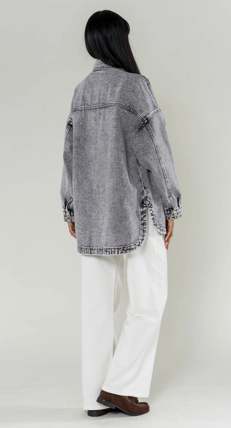 image oversized jeanshemd | washed grey