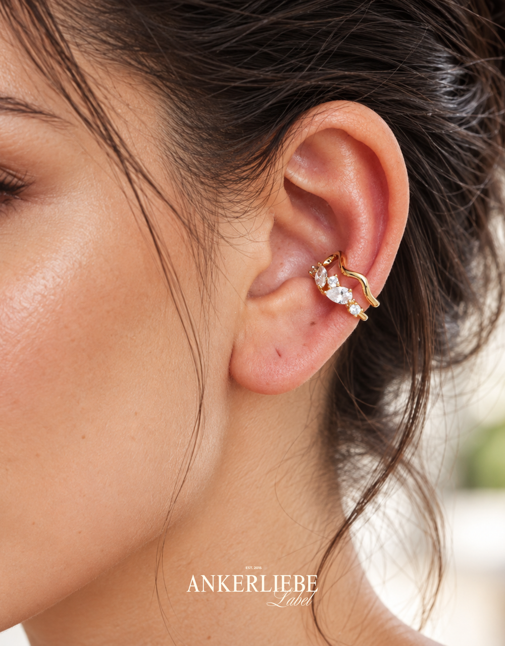 wave line diamond earcuff | gold
