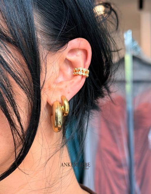 diamond dots and drops earcuff | gold