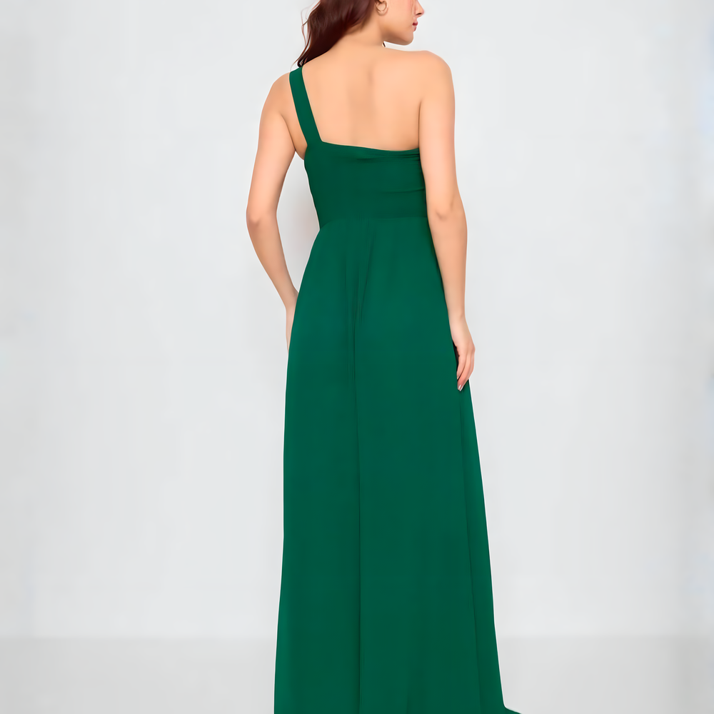 elsie oneshoulder dunkelgrünes kleid
