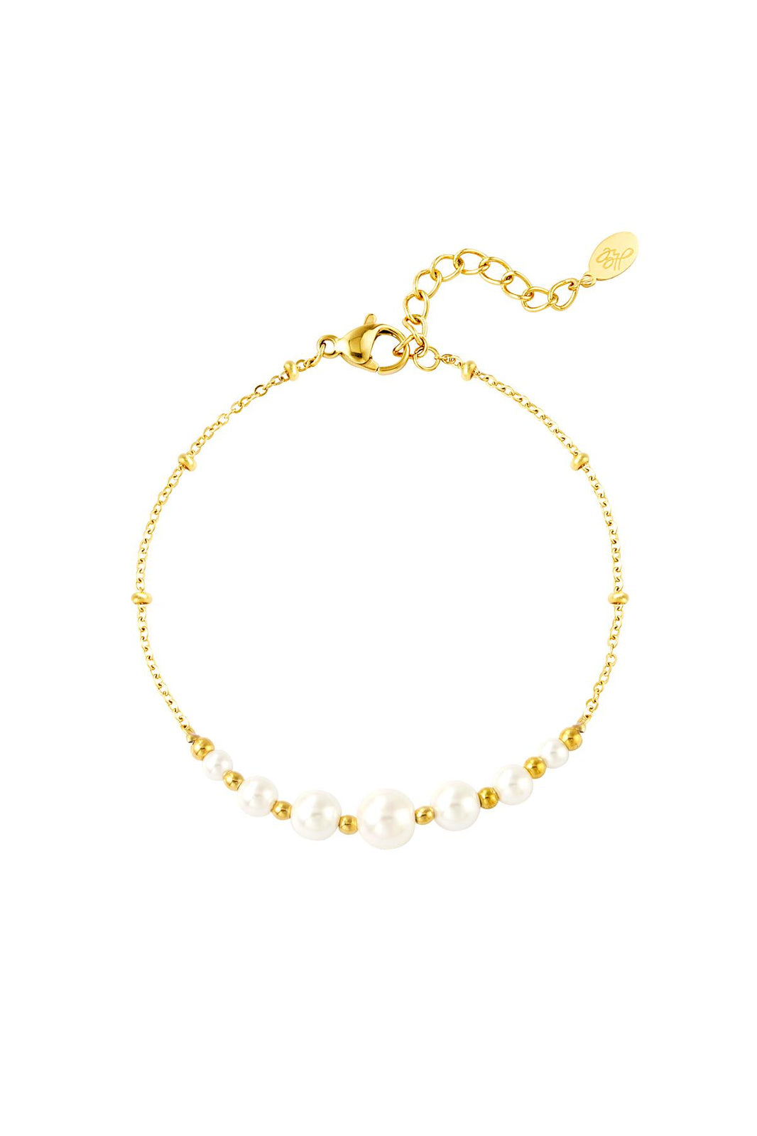 image Zartes Perlenarmband aus Edelstahl: das Pearl Whisper Armband von Ankerliebe – wasserfest, hypoallergen und in Gold oder Silber erhältlich.