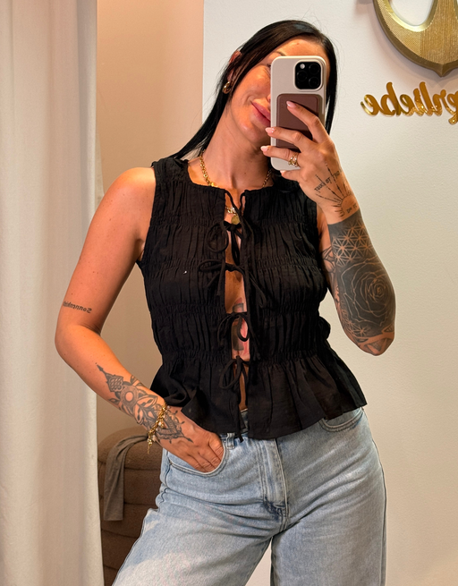fine bow top | schwarz