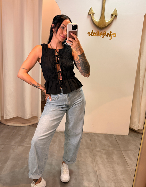 fine bow top | schwarz