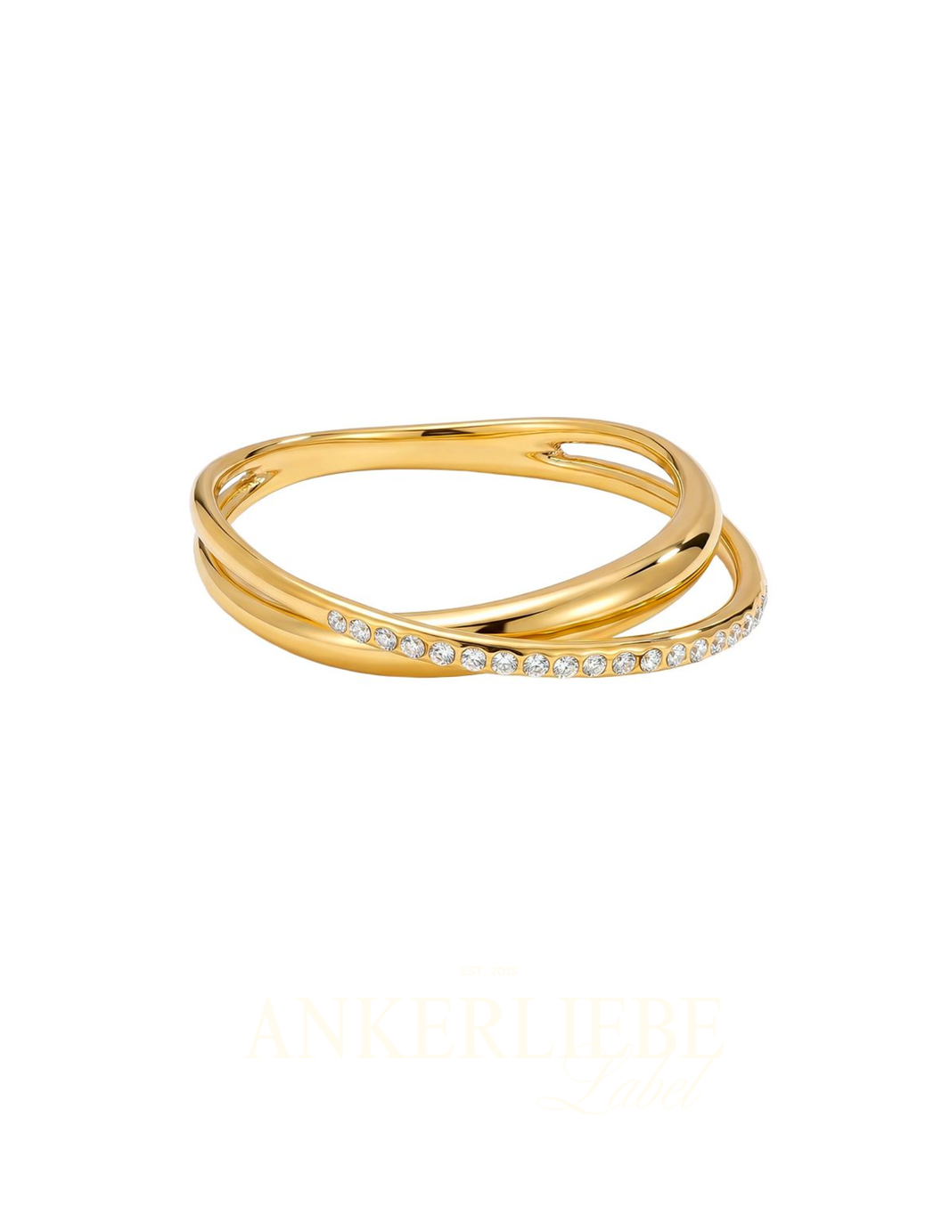 image gekreuzter zirkonia edelstahlring | ring