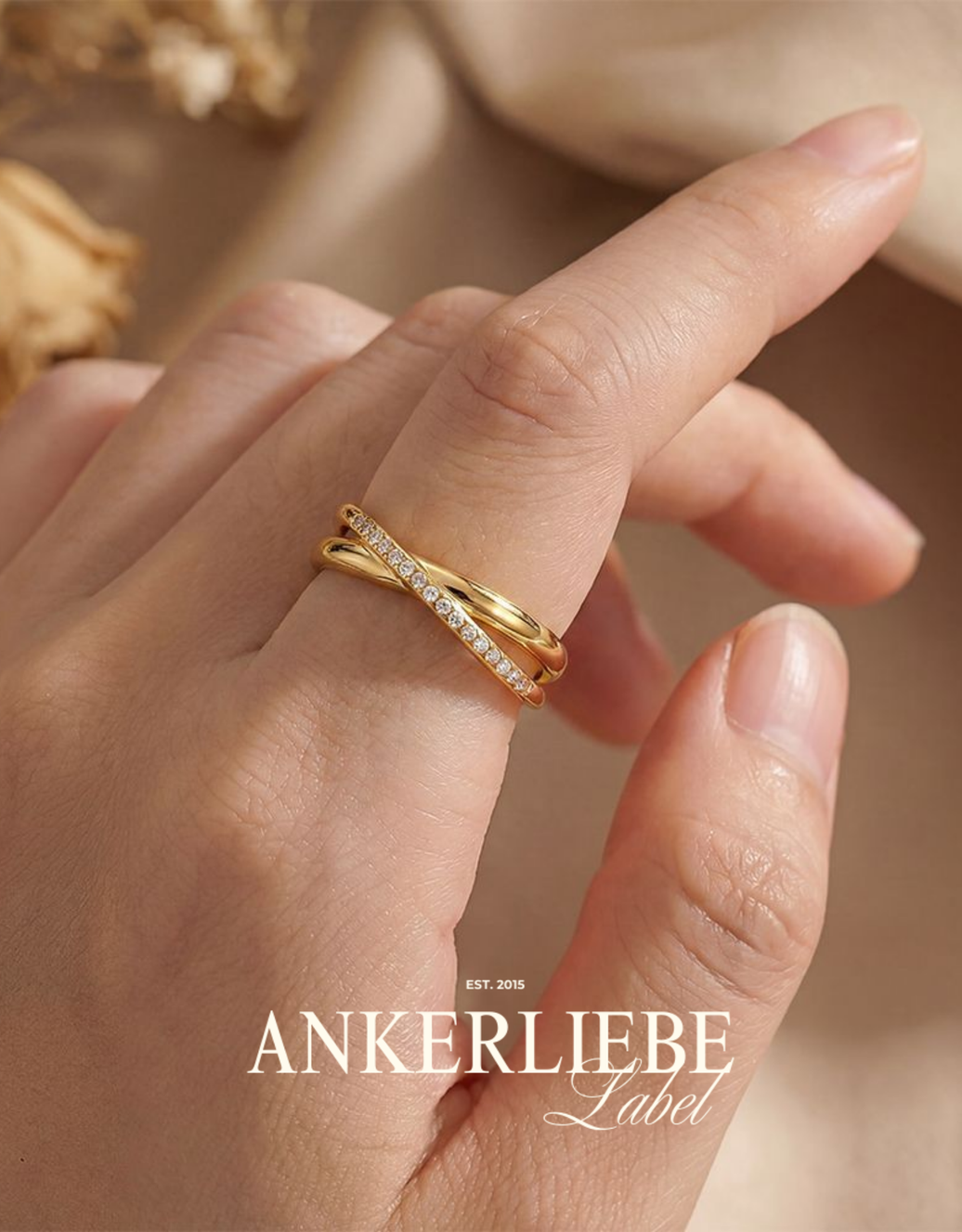 gekreuzter zirkonia edelstahlring | ring