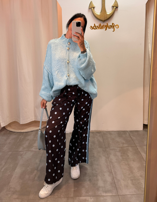 leichte Hose | gepunktet | braun/blau