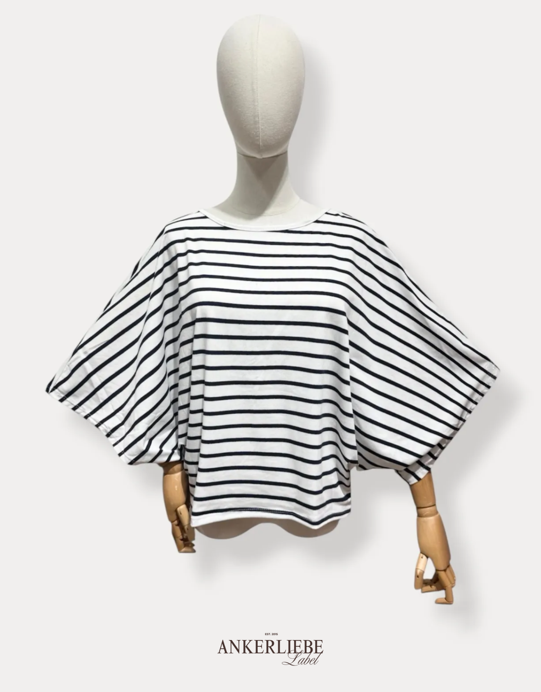 rückenfreies oversized shirt | weiß/blau