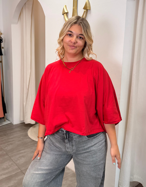 superlight perfect crop shirt | oversized | tomato red