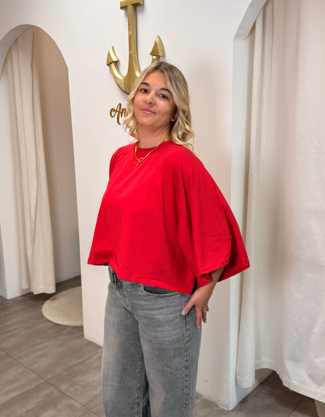 superlight perfect crop shirt | oversized | tomato red