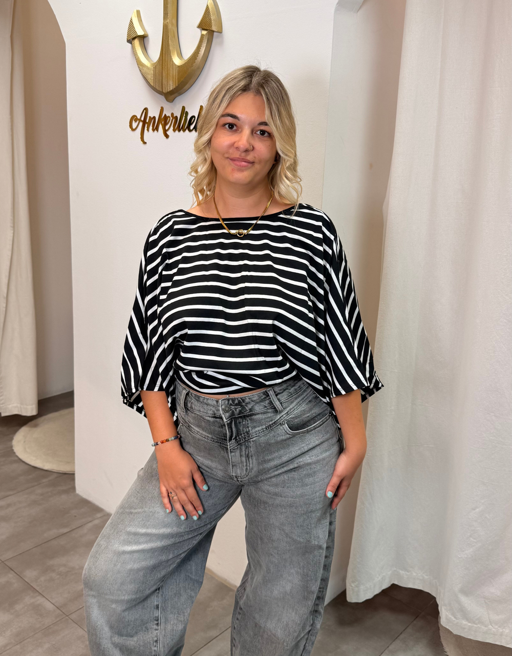 rückenfreies oversized shirt | schwarz