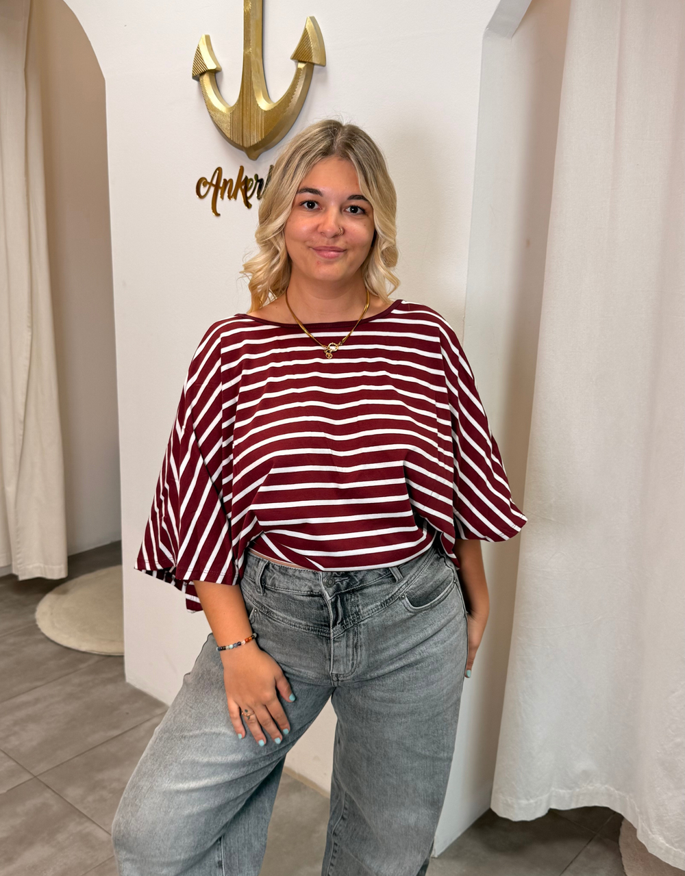 rückenfreies oversized shirt | bordeaux