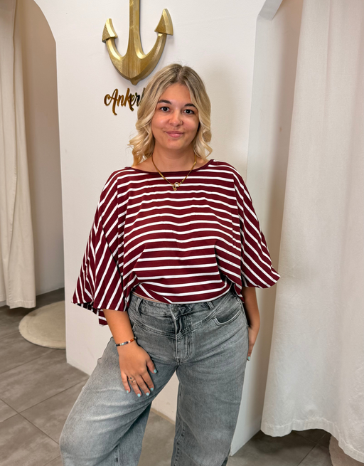 rückenfreies oversized shirt | bordeaux