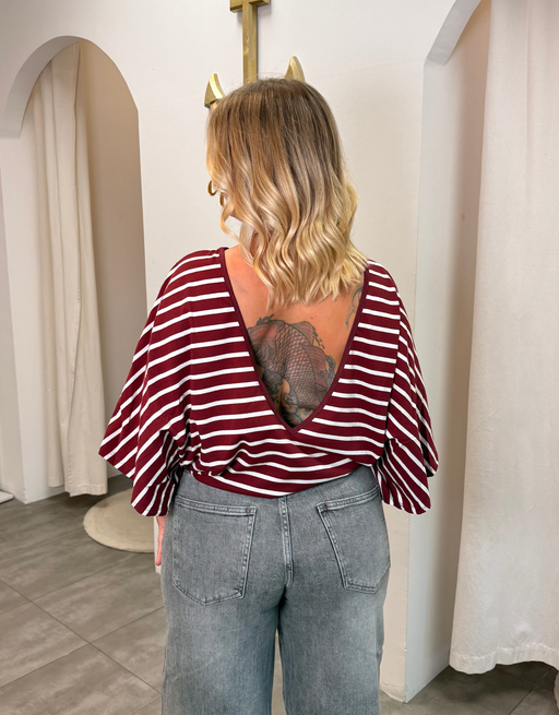 rückenfreies oversized shirt | bordeaux