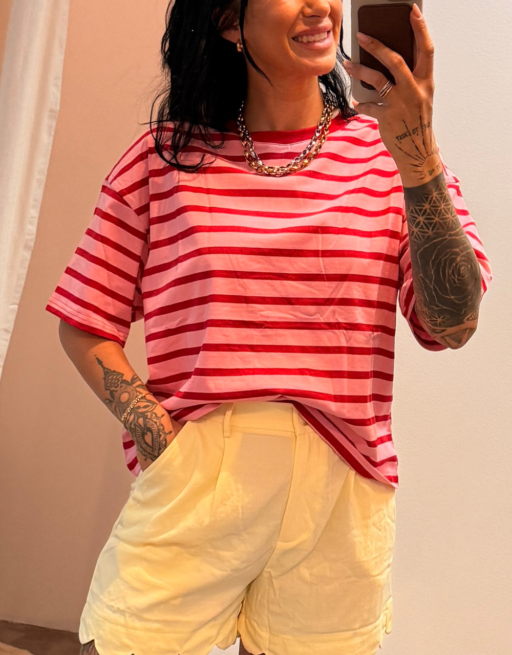 gestreiftes shirt  | rouge