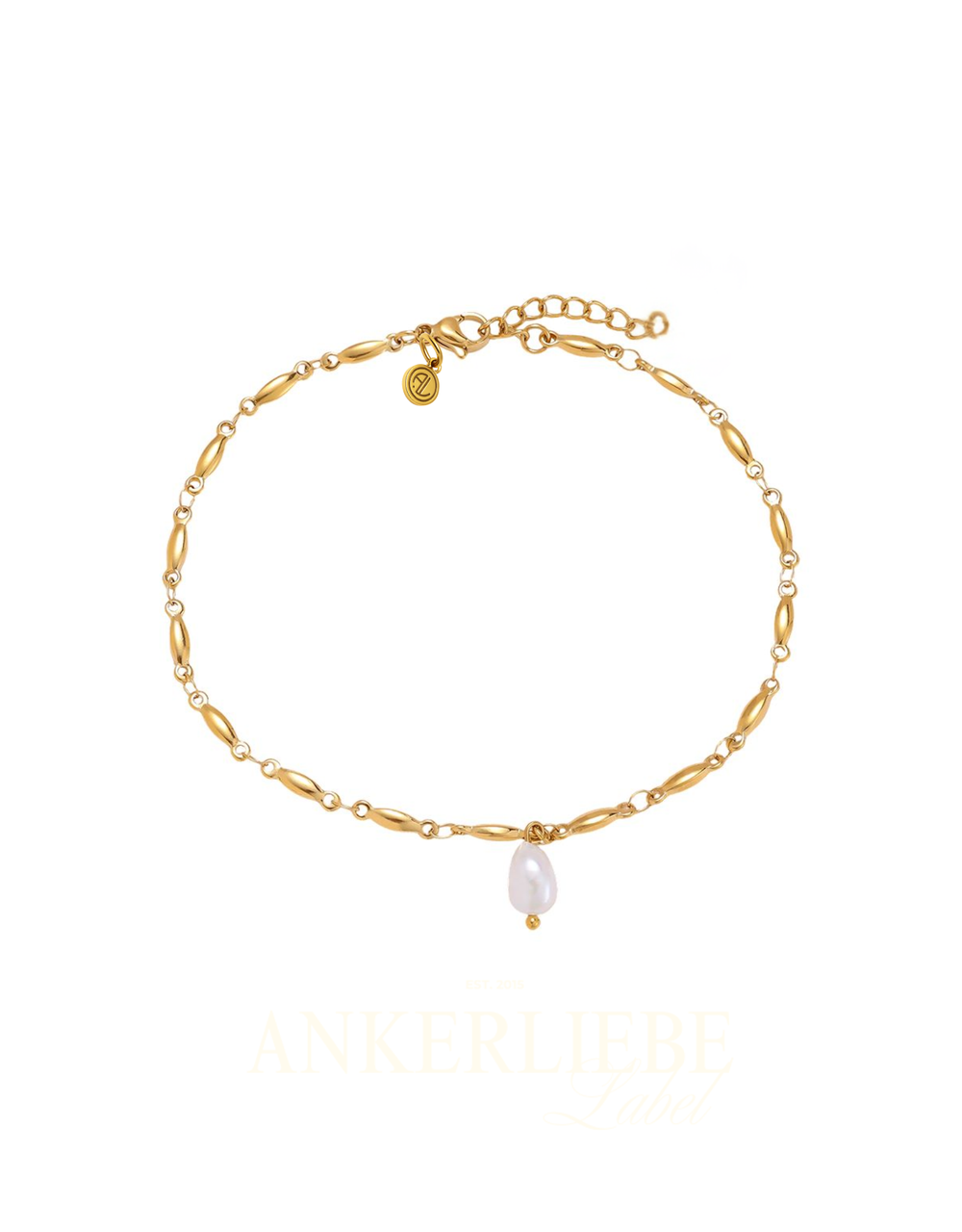 gliederfußkettchen mit kunstperle | gold und silber