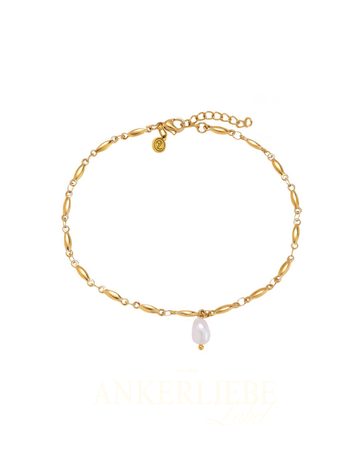 gliederfußkettchen mit kunstperle | gold und silber