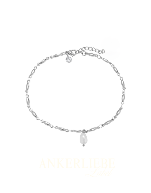 gliederfußkettchen mit kunstperle | gold und silber