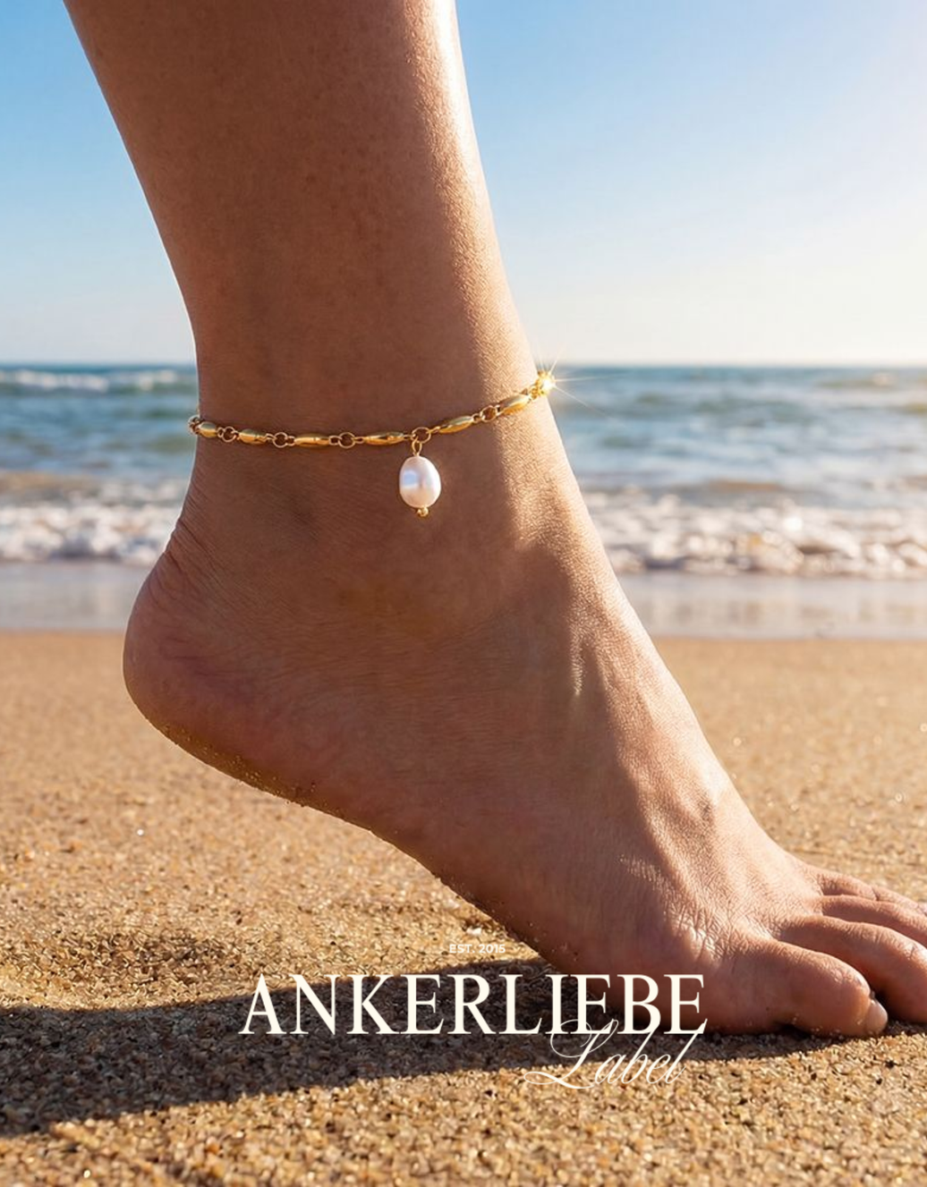 gliederfußkettchen mit kunstperle | gold und silber