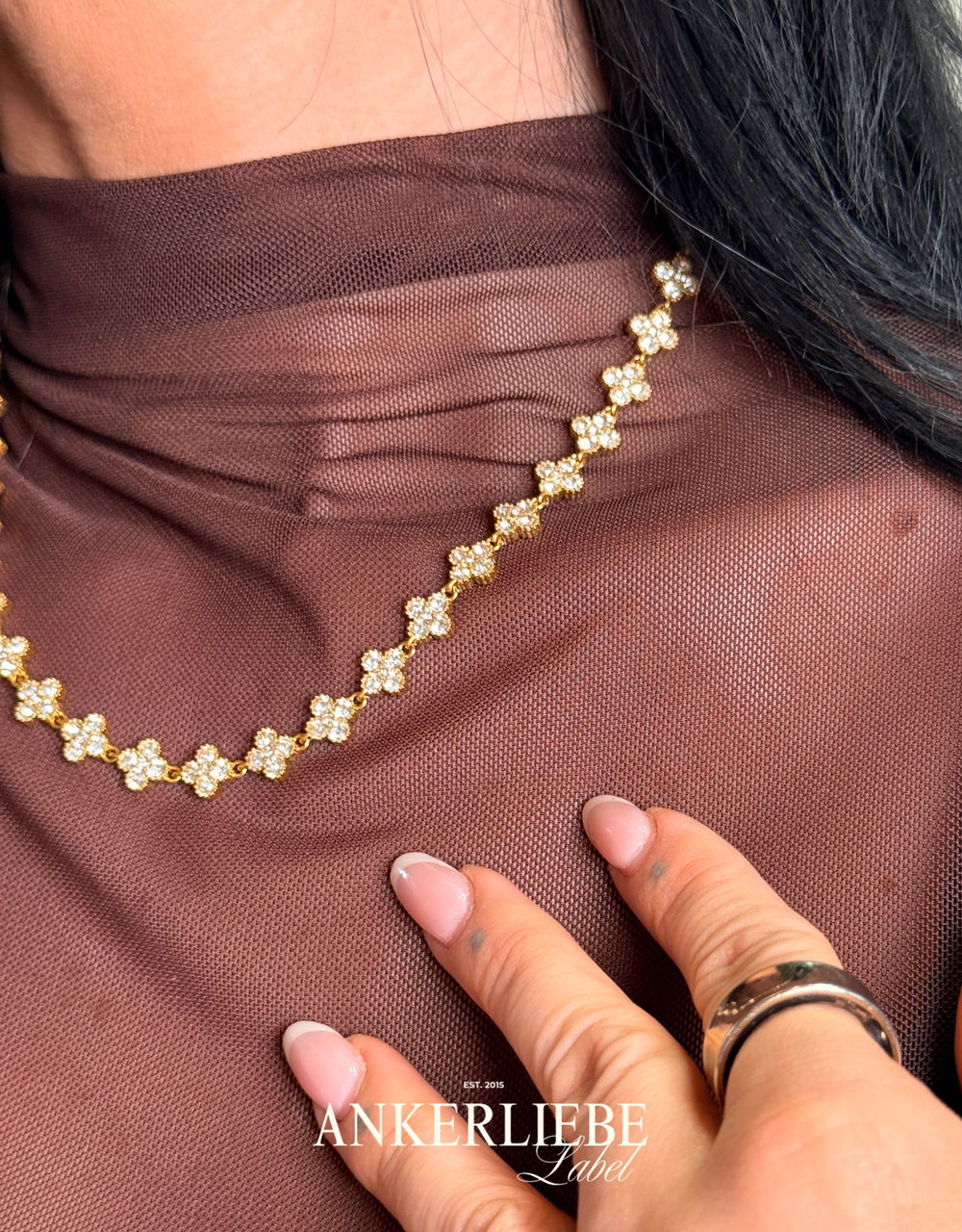 zirkonia kleeblatt design | halskette