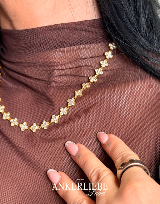 zirkonia kleeblatt design | halskette