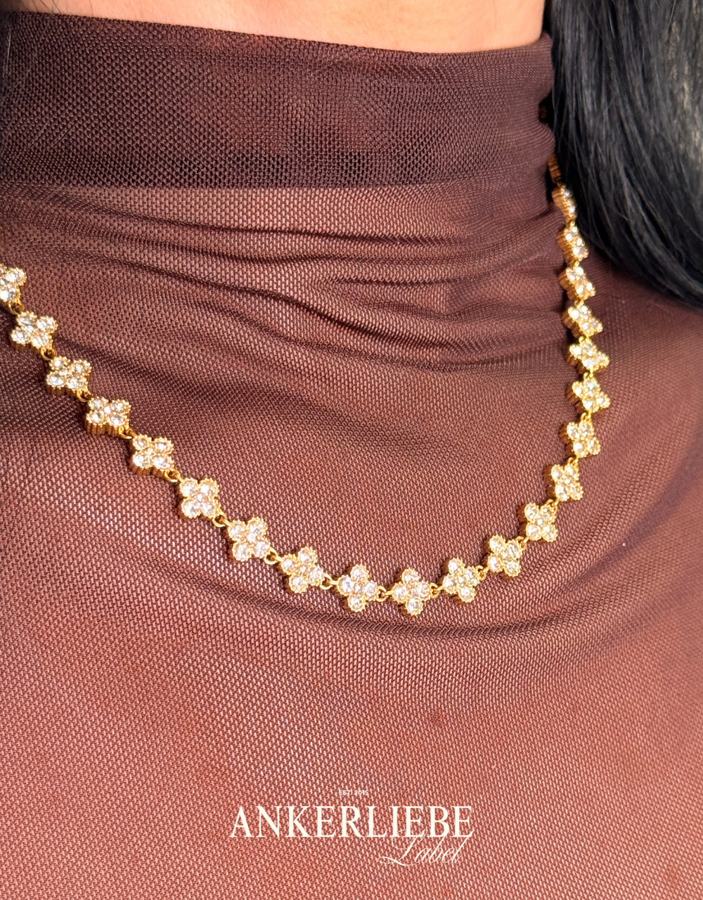 zirkonia kleeblatt design | halskette