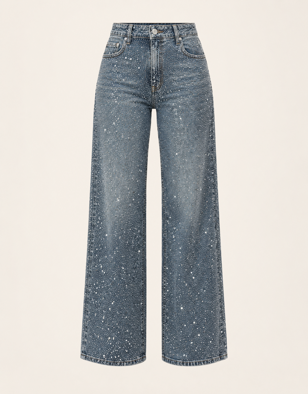 wide leg full strass vintage blue | soft denim