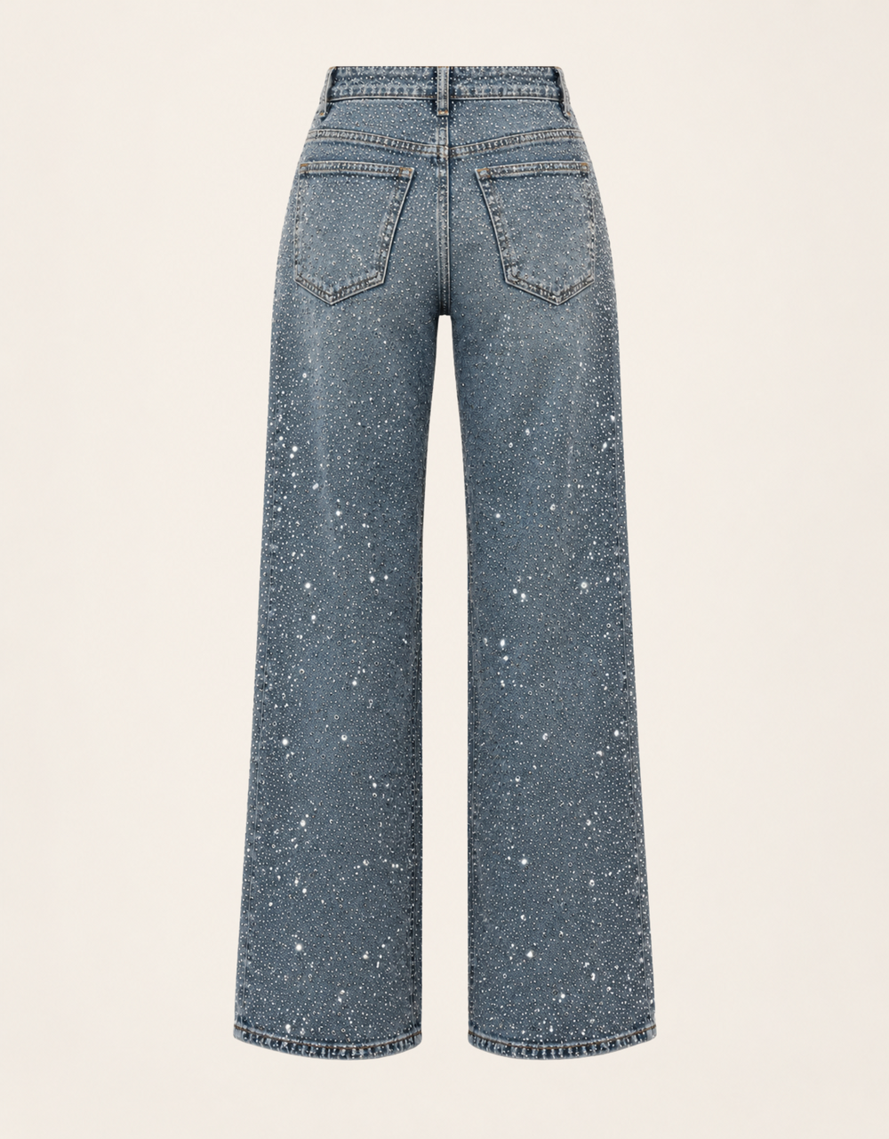 wide leg full strass vintage blue | soft denim
