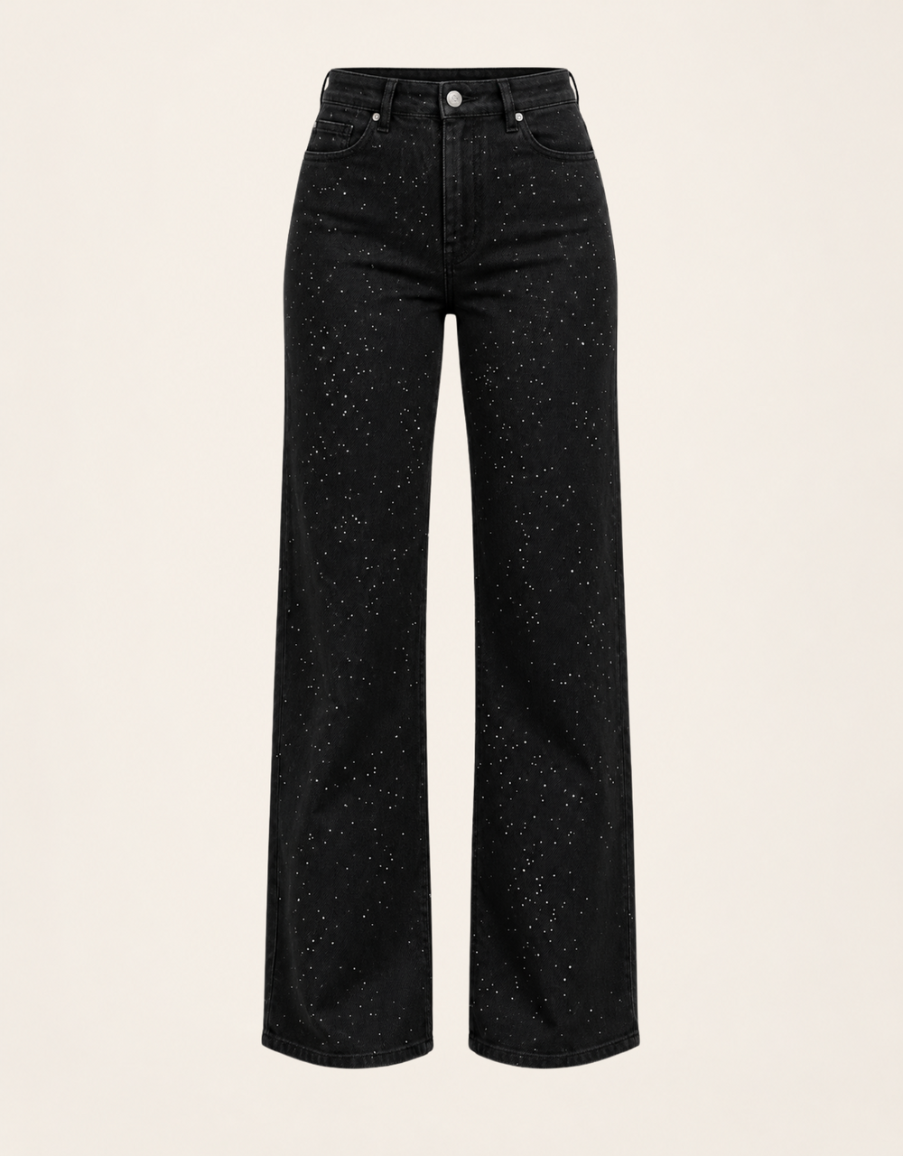 wide leg full strass schwarz | soft denim