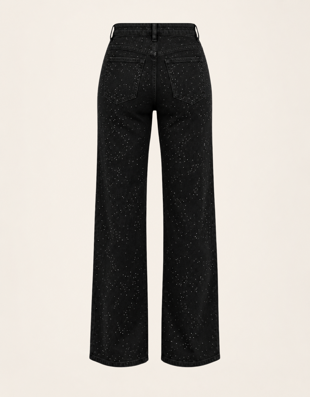 wide leg full strass schwarz | soft denim
