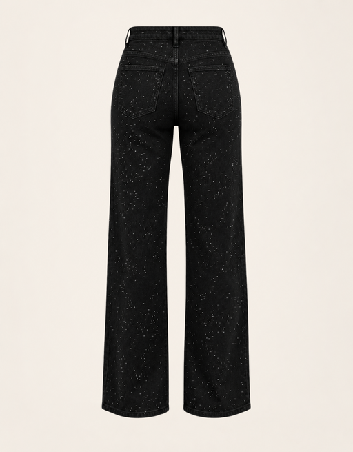 wide leg full strass schwarz | soft denim