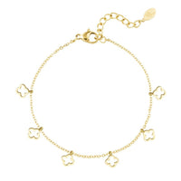 Goldene Armkette Mona Lou mit filigranen Kleeblatt-Anhängern – Edelstahl, wasserfest und zeitlos