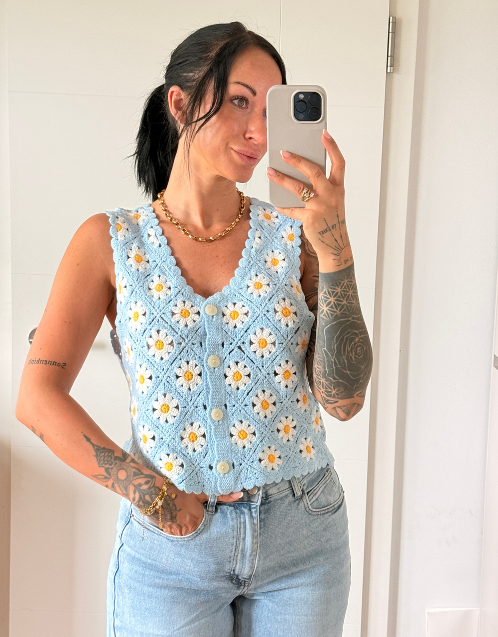 häkeltop margarithen | blau