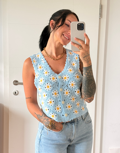 häkeltop margarithen | blau