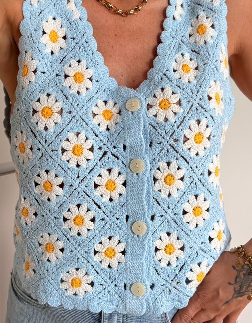 häkeltop margarithen | blau