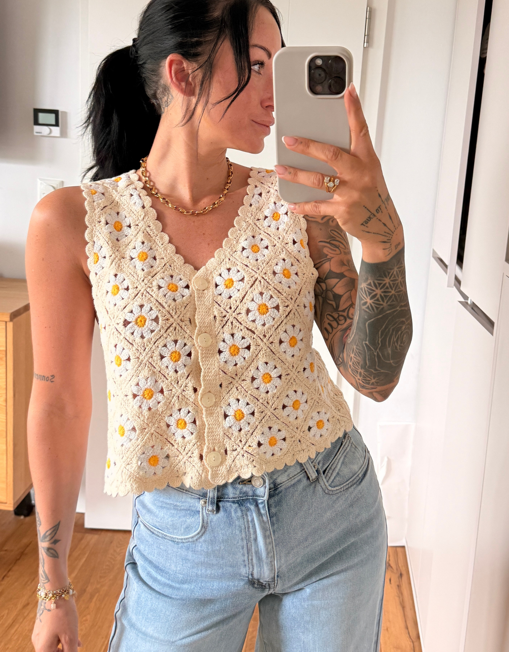häkeltop margarithen | creme