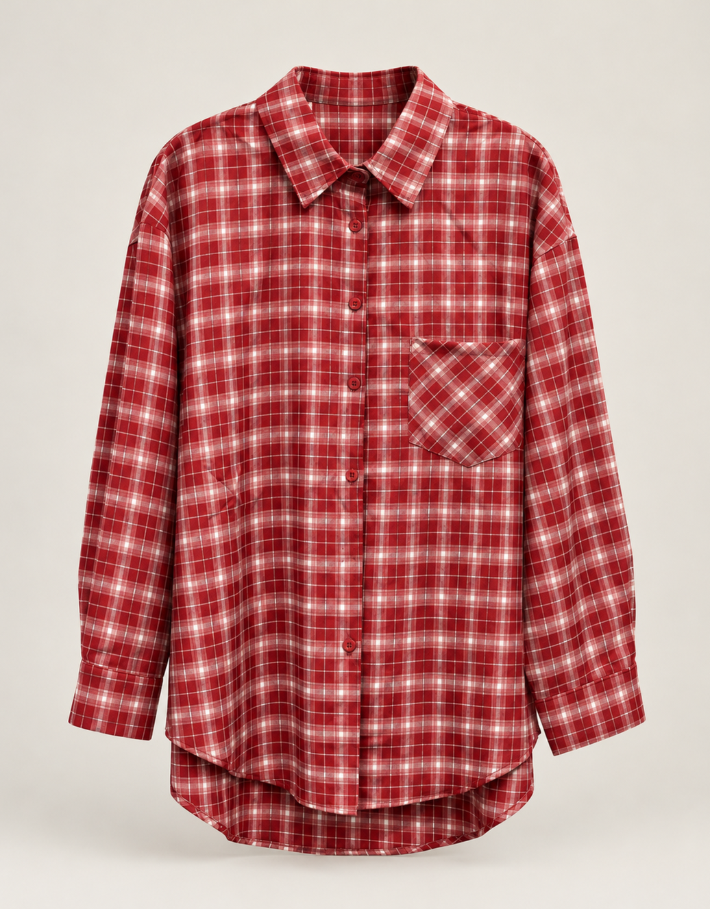 the oversized check | karohemd | cherry red