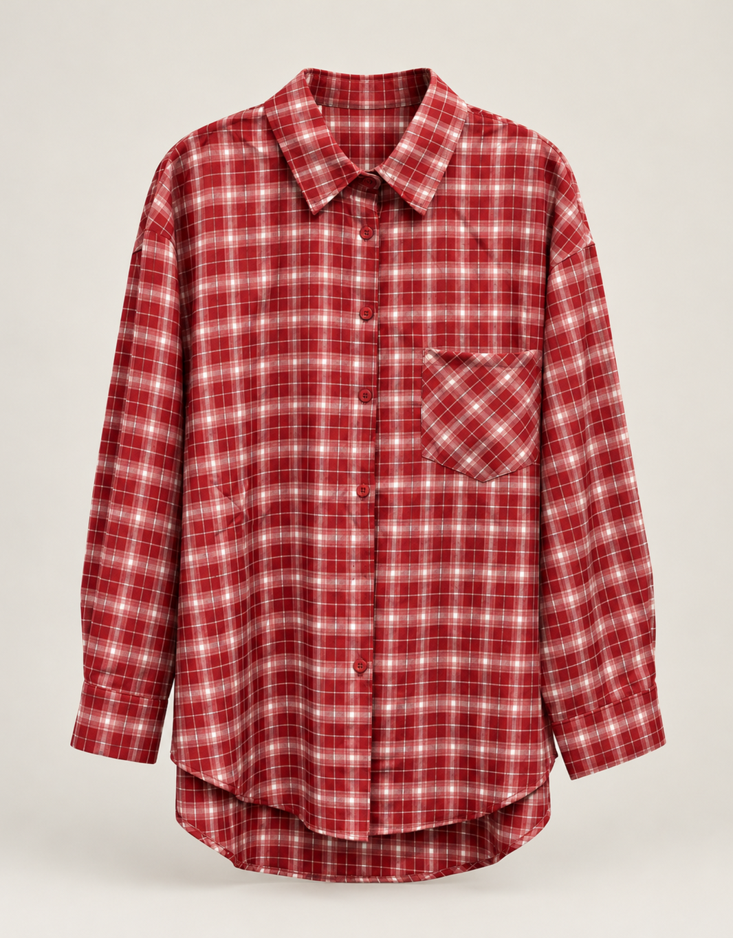 the oversized check | karohemd | cherry red