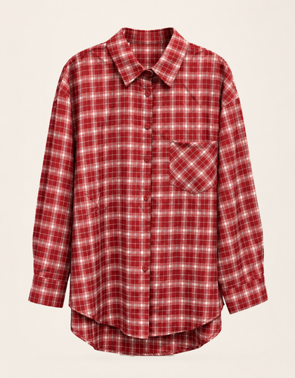 the oversized check | karohemd | cherry red