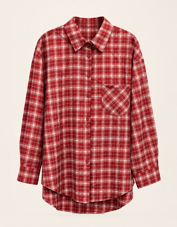 the oversized check | karohemd | cherry red