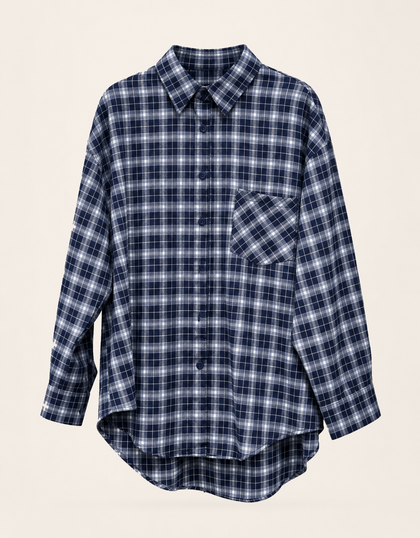 the oversized check | karohemd | navy blue