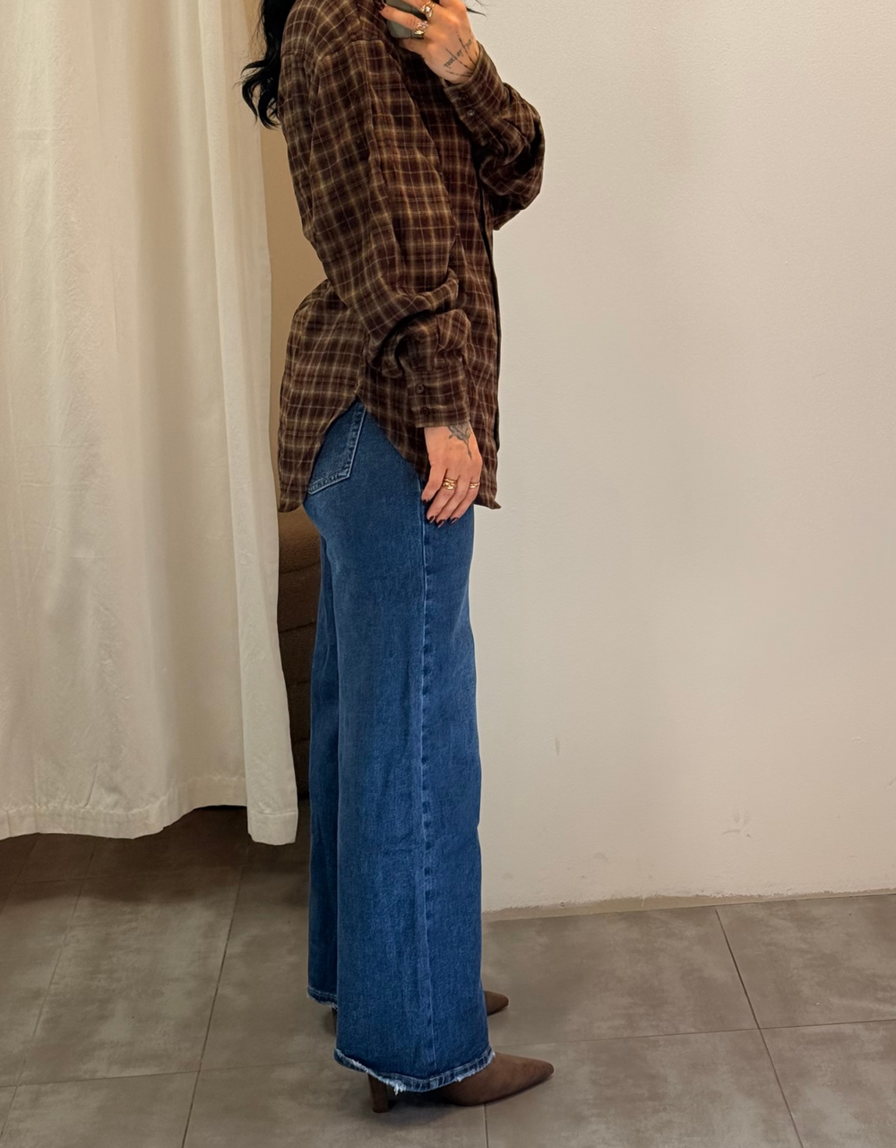 long soft denim wide leg jean | dark blue