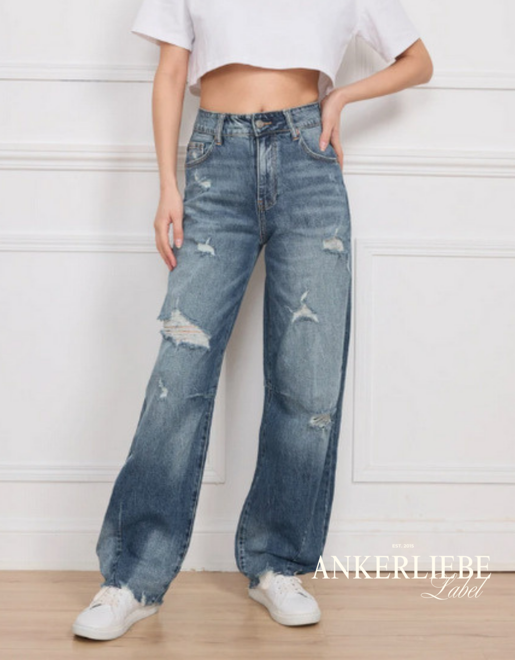 high rise ballon jean | denim destroyed